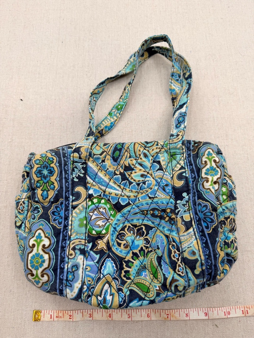 Quilted Blue Paisley Tote Bag